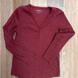 Eddie Bauer Large thermal waffle knit shirt maroon